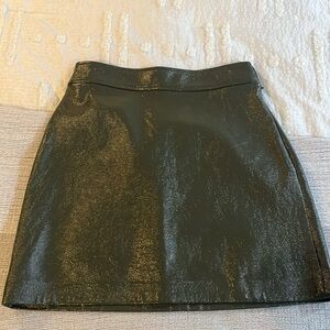 Green leather mini skirt